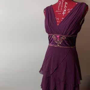 SOLD Max and Cleo purple silk asymmetrical cocktail dress size 6 NWT Y2K vintage